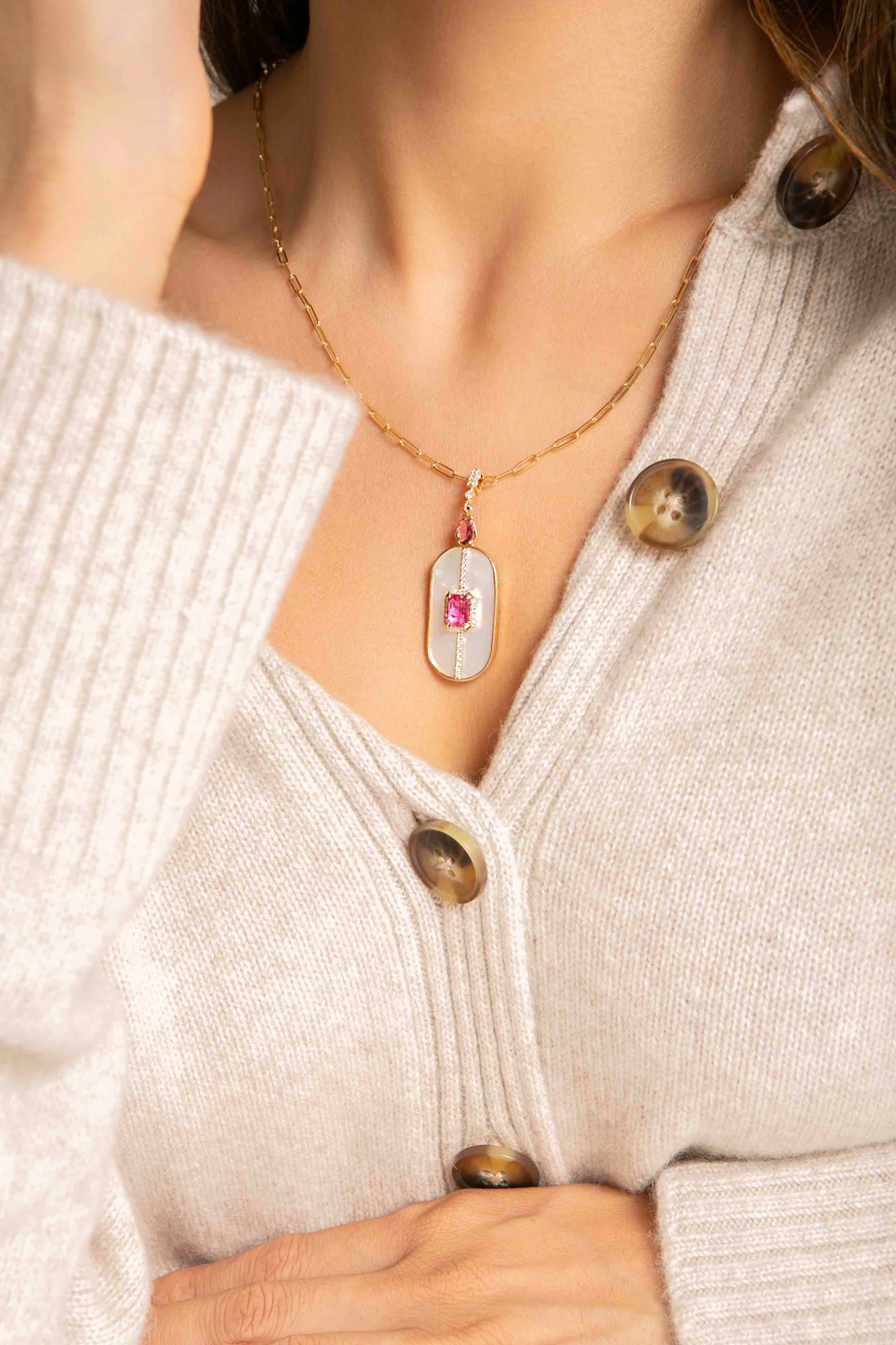 MOTHER OF PEARL STATEMENT PENDANT