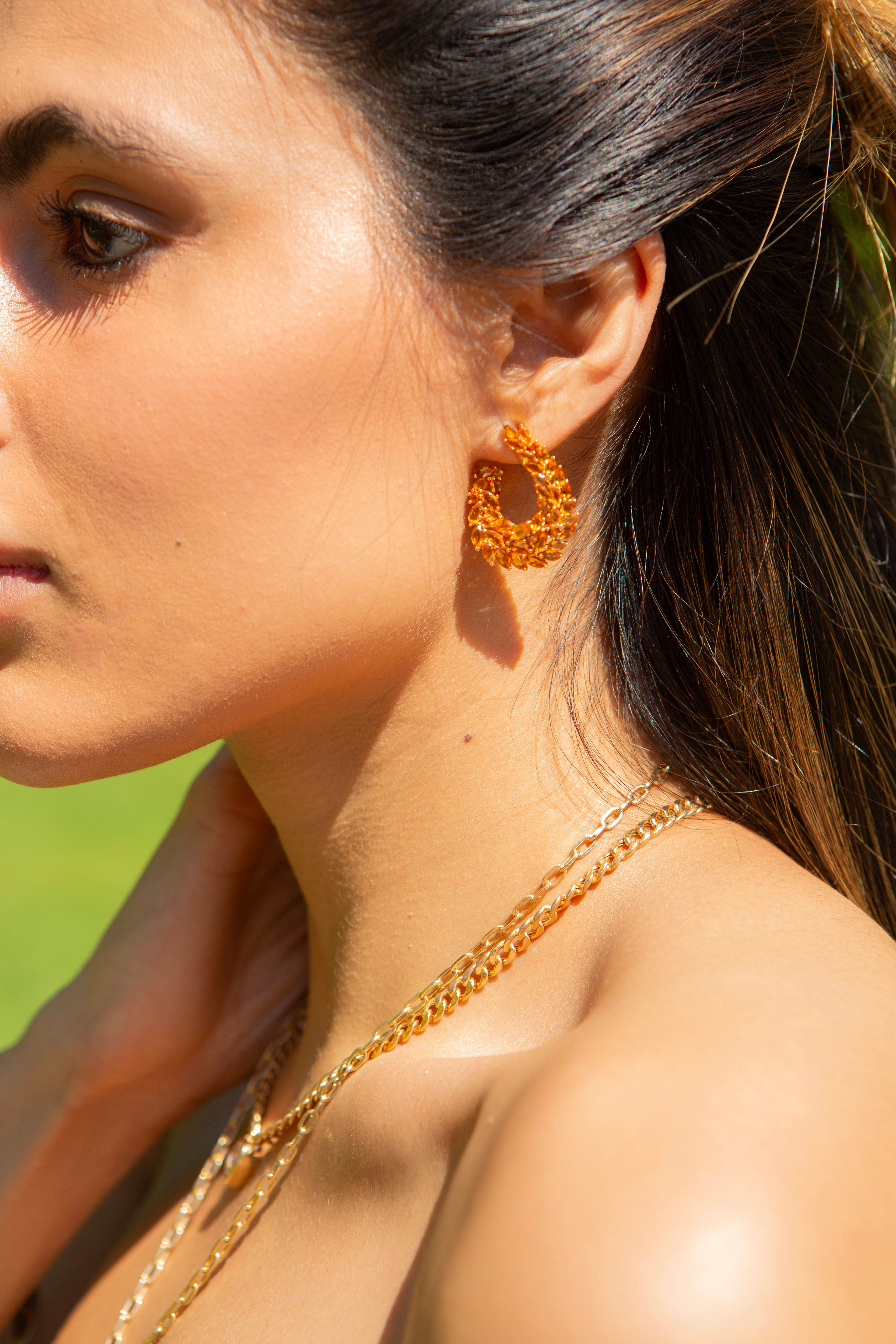 CITRINE SWOOP EARRINGS