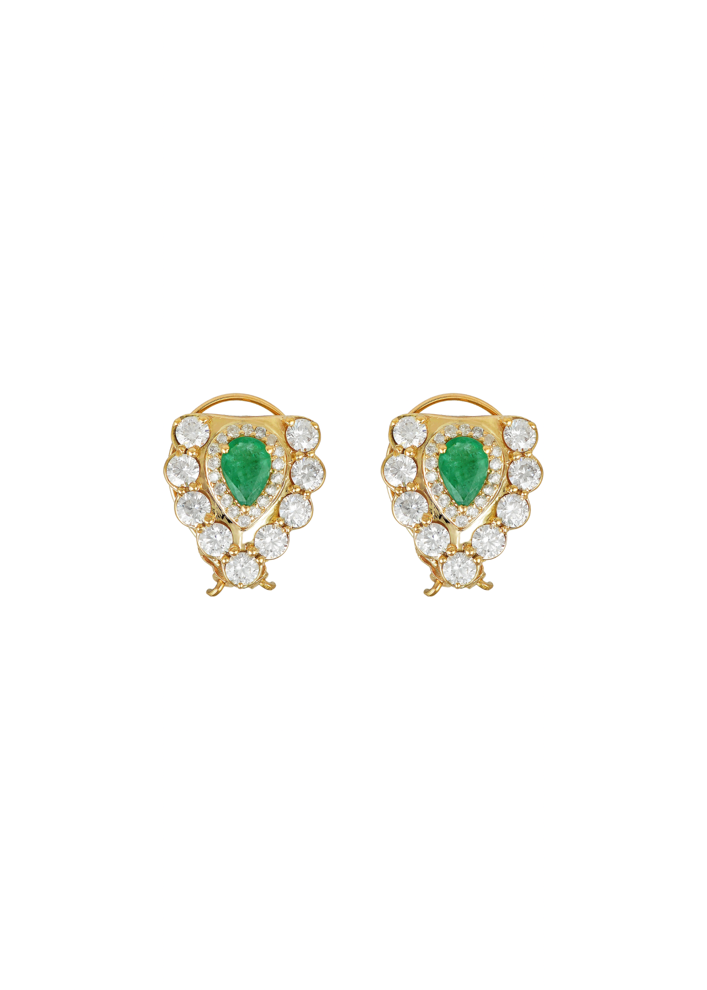 EMERALD & MOISSANITE SHIELD STUDS