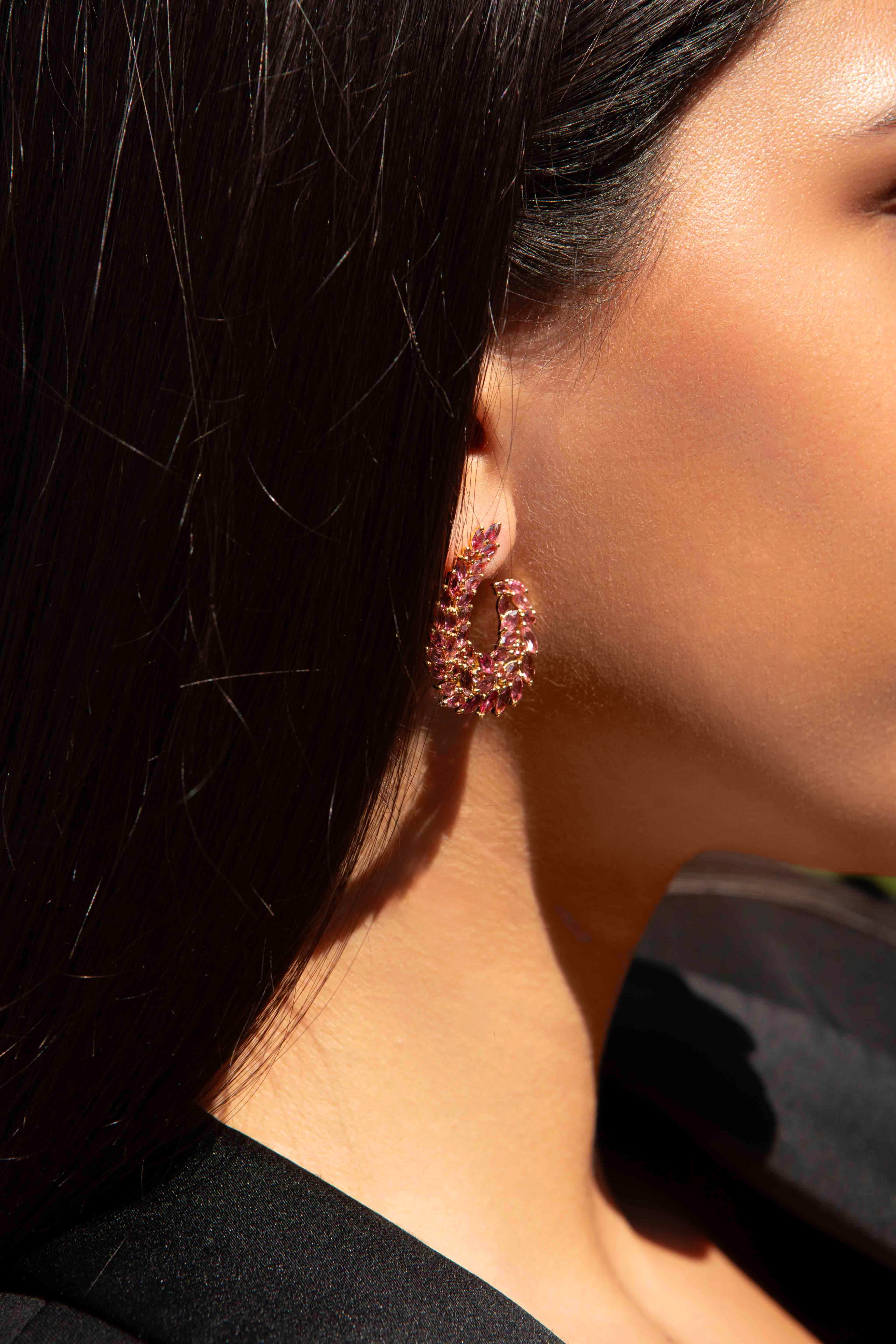 PINK TOURMALINE SWOOP EARRINGS