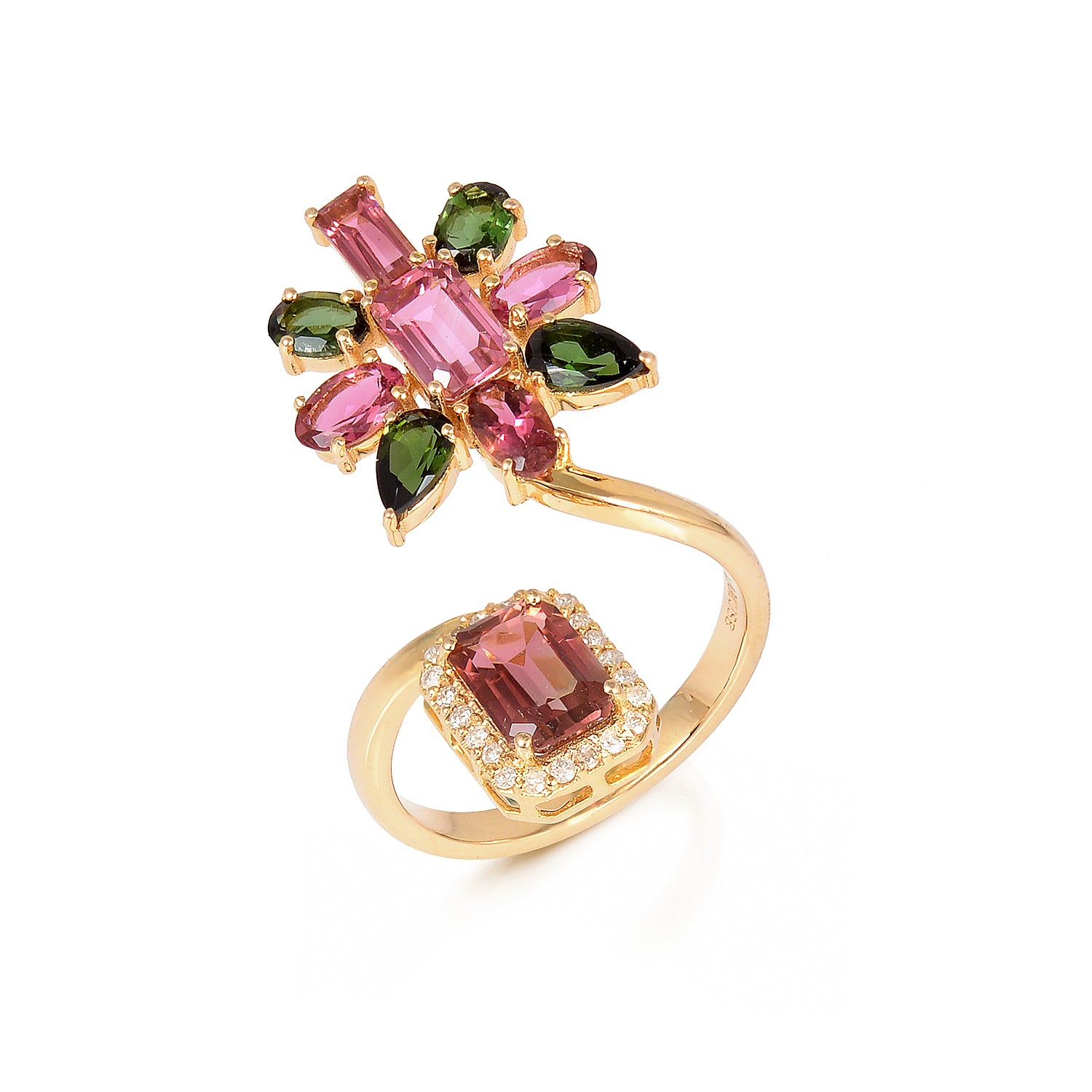 PETAL RING WITH WATERMELON TOURMALINE