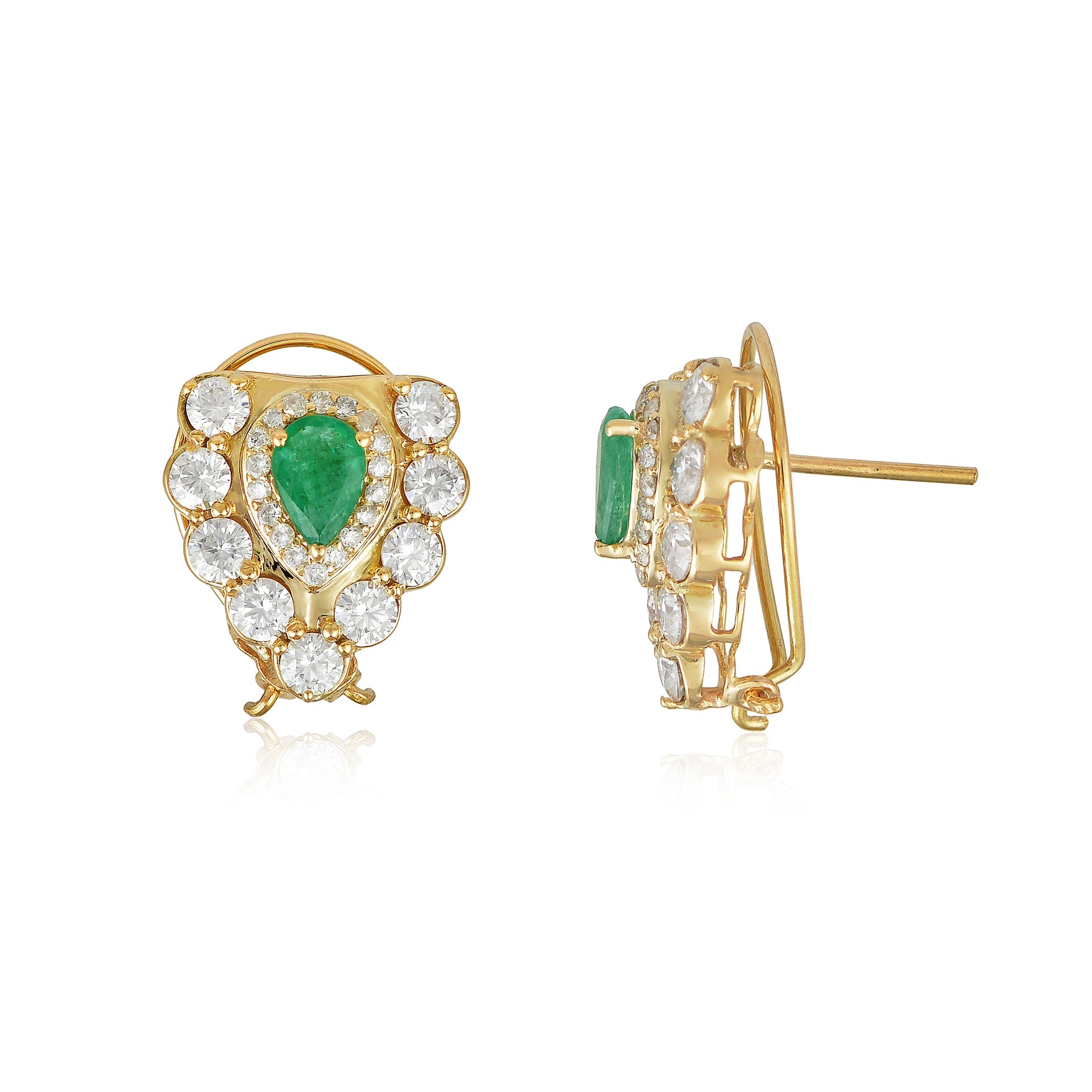 EMERALD & MOISSANITE SHIELD STUDS