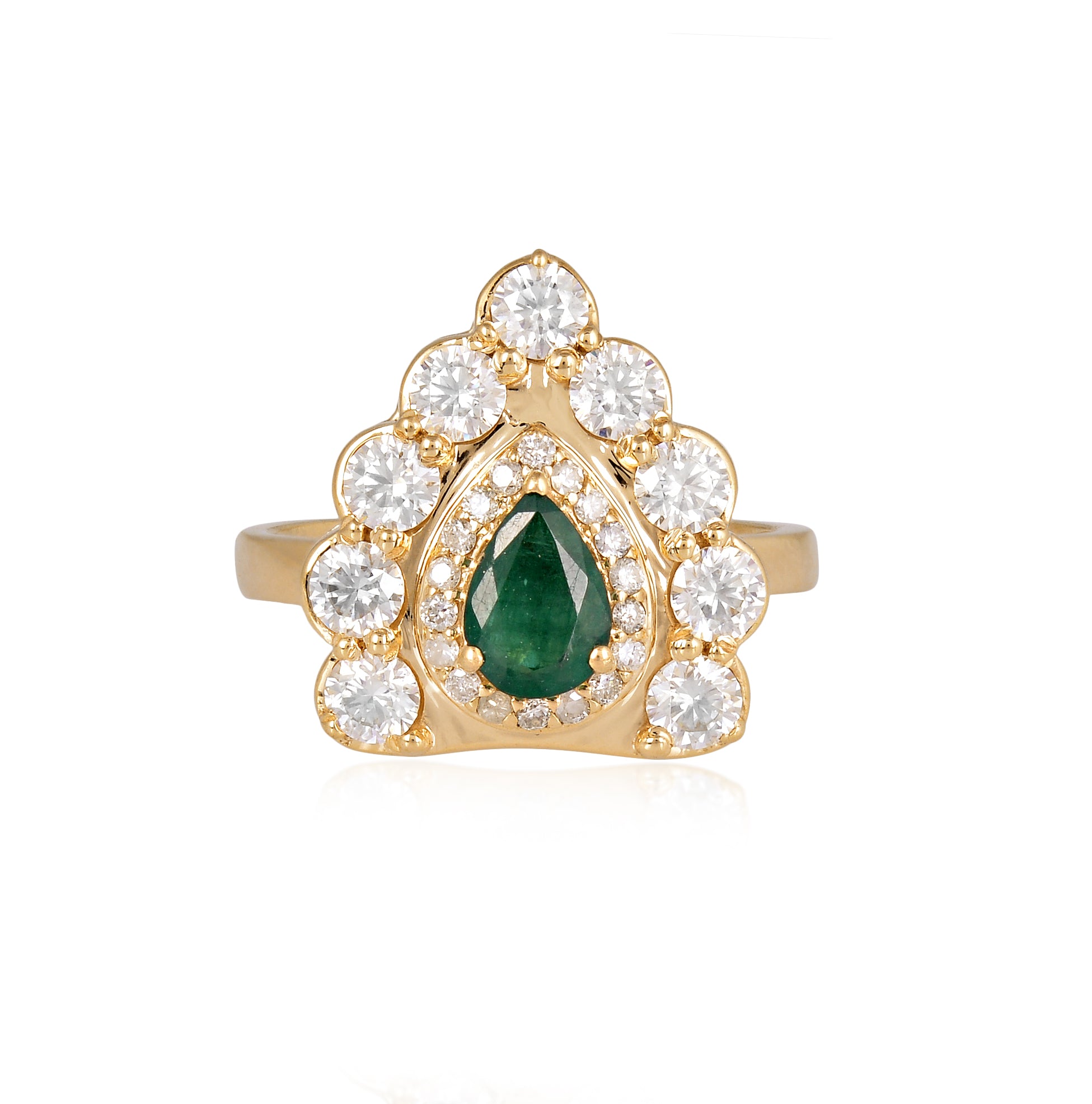 EMERALD & MOISSANITE SHIELD RING