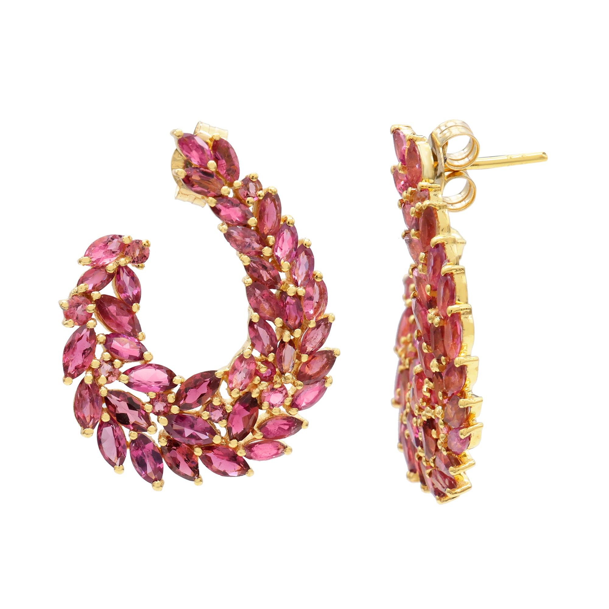 PINK TOURMALINE SWOOP EARRINGS